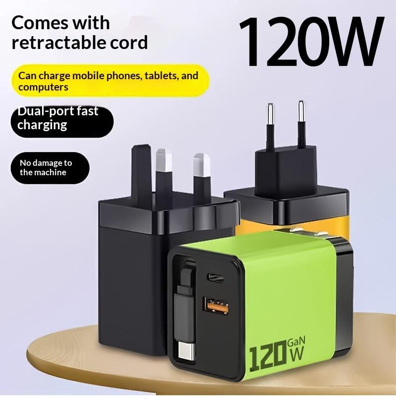 120W GaN Fast Charger With A Built-in Retractable Cable