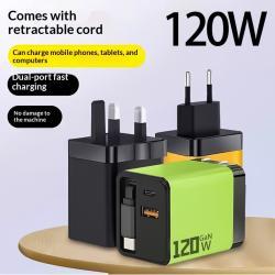 120W GaN Fast Charger With A Built-in Retractable Cable