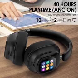 Over-ear Wireless Bluetooth Headphones With ANC Noise Cancellation And A Built-in Display Ideal For Workouts