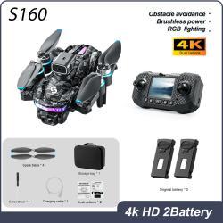 Drone With Screen Remote & Obstacle Avoidance, Foldable Brushless Quadcopter With 2 Batteries & RGB Lights