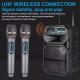 2x Wireless Microphone UHF Rechargeable Handheld Mic System Receiver Cordless