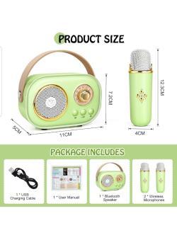 Kids Karaoke Machine, Karaoke Toys For Kids & Adults With 2 Microphones Green