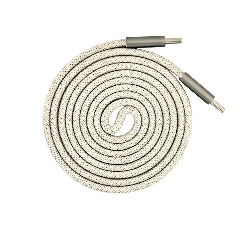 Flat wire magnetic data cable-dual C-port model-100W-white-length 1m-1 piece - Option1