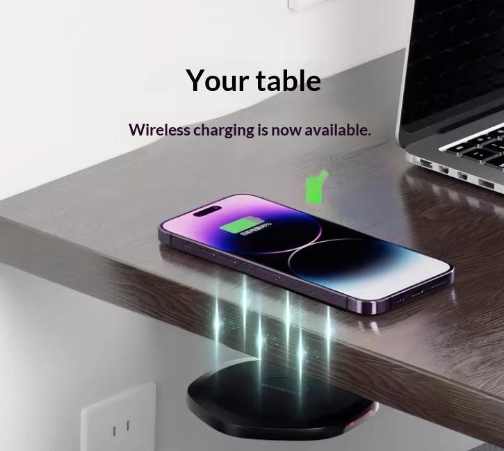 Universal Long-Range Wireless Under-Desk Hidden Charging Dock