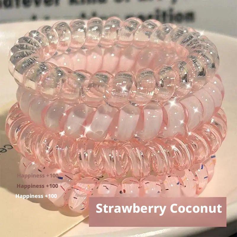 Telephone cord hair ring-Strawberry series-4 pieces pack-bag - Option1