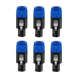 5 Core 4 Pole Speakon Connector 6 Pieces With Twist Lock Audio Jack Male Plug ?Loud Speaker To Amplifier Plug - 4 Conductor Speak-On Cable Adapter Replacement - SPKN BLU 6PCS