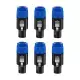 5 Core 4 Pole Speakon Connector 6 Pieces With Twist Lock Audio Jack Male Plug ?Loud Speaker To Amplifier Plug - 4 Conductor Speak-On Cable Adapter Replacement - SPKN BLU 6PCS