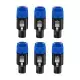 5 Core 4 Pole Speakon Connector 6 Pieces With Twist Lock Audio Jack Male Plug ?Loud Speaker To Amplifier Plug - 4 Conductor Speak-On Cable Adapter Replacement - SPKN BLU 6PCS