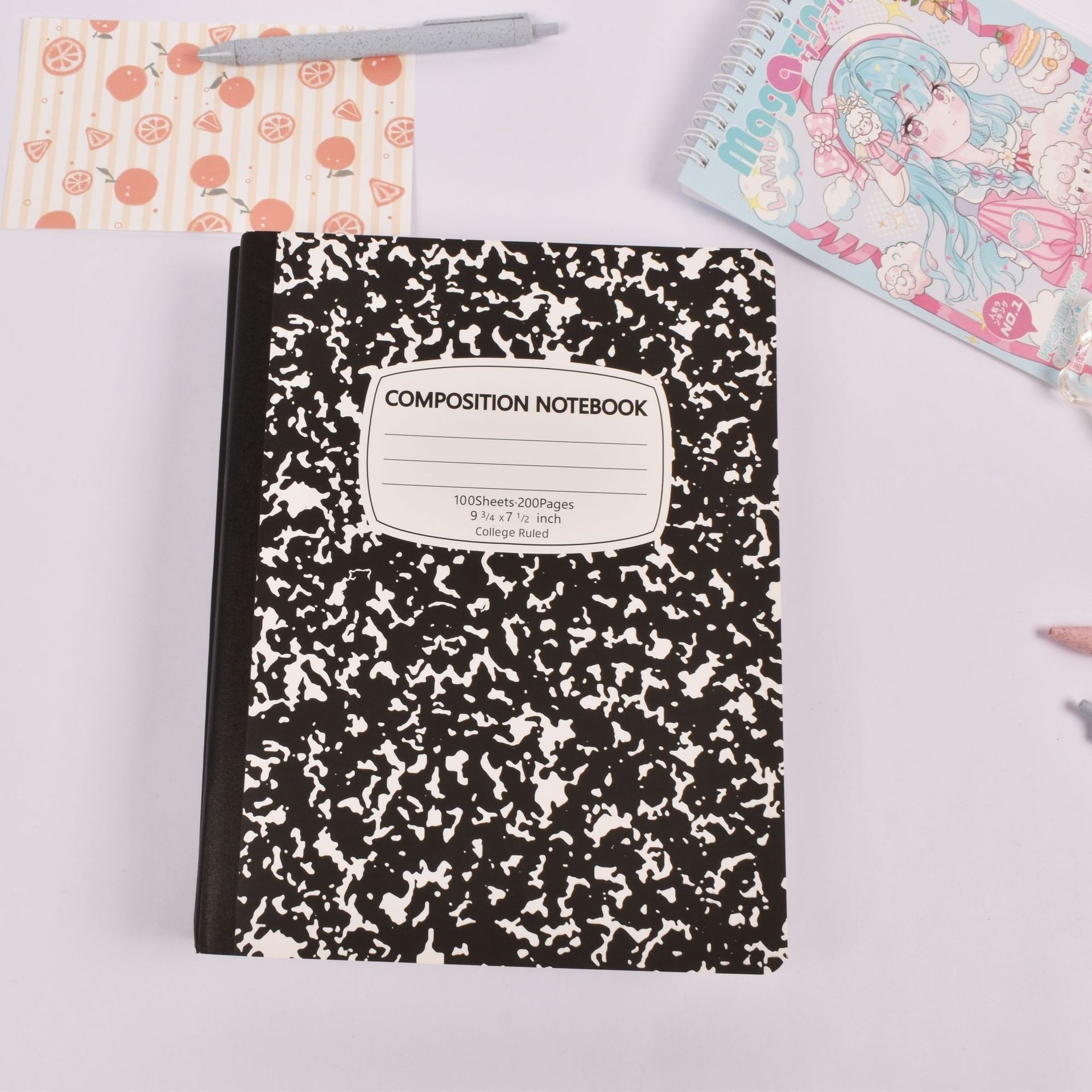 B5 Notebook-Marbled Snow Pattern-Black-1 notebook - Option1