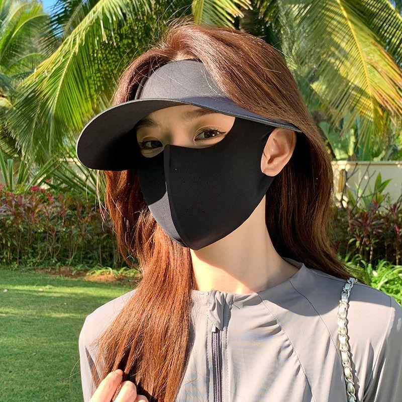 Ice silk mask-black-mask + hat-1 piece - Option1