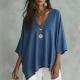 European And American Springsummer Denim T-shirt With Three-quarter Sleeves