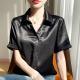 Womens Short-sleeved Blouse High-end Solid-color Elegant Versatile Shirt