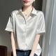 Womens Short-sleeved Blouse High-end Solid-color Elegant Versatile Shirt