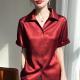 Womens Short-sleeved Blouse High-end Solid-color Elegant Versatile Shirt