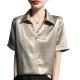 Womens Short-sleeved Blouse High-end Solid-color Elegant Versatile Shirt