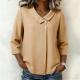 Casual Cotton-linen V-neck Top Three-quarter-sleeve Relaxed-fit Shirt