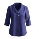 Casual Cotton-linen V-neck Top Three-quarter-sleeve Relaxed-fit Shirt