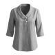 Casual Cotton-linen V-neck Top Three-quarter-sleeve Relaxed-fit Shirt