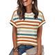 Crew-neck Regular-fit Casual Short-sleeve Striped T-shirt Top