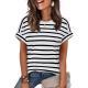 Crew-neck Regular-fit Casual Short-sleeve Striped T-shirt Top