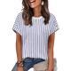 Crew-neck Regular-fit Casual Short-sleeve Striped T-shirt Top