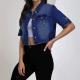 Navy Blue Lapel Single-breasted Outerwear Top