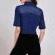 Navy Blue Lapel Single-breasted Outerwear Top