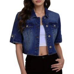 Navy Blue Lapel Single-breasted Outerwear Top