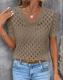 Knitted V-neck Short-sleeve Top Hollow-out Knit Sweater