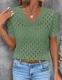 Knitted V-neck Short-sleeve Top Hollow-out Knit Sweater