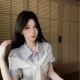 Preppy-style Polo-neck Faux Two-piece Striped Blouse For Women