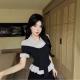 Preppy-style Polo-neck Faux Two-piece Striped Blouse For Women