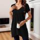 New Fashionable Womens Solid Color V-neck Pocket Casual Versatile Top