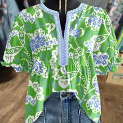 European And American Womens V-neck Ruffled-sleeve Short Sleeve