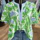 European And American Womens V-neck Ruffled-sleeve Short Sleeve