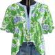 European And American Womens V-neck Ruffled-sleeve Short Sleeve