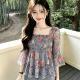 Summer New Arrival Flared-sleeve Floral Top