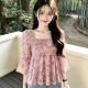 Summer New Arrival Flared-sleeve Floral Top