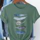 Womens Art-Print Casual Short-Sleeve T-Shirt