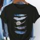 Womens Art-Print Casual Short-Sleeve T-Shirt