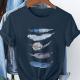 Womens Art-Print Casual Short-Sleeve T-Shirt