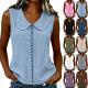 Loose-fit Vest With A Turn-down Collar Lace-panel Design And A Casual Sleeveless Style