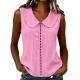 Loose-fit Vest With A Turn-down Collar Lace-panel Design And A Casual Sleeveless Style