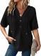 Lightweight Waffle-knit Short-sleeve Top For Summer