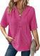 Lightweight Waffle-knit Short-sleeve Top For Summer