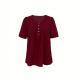 Casual Commute Button-up Polka-dot Round-neck Loose-fit Short-sleeve Blouse Top
