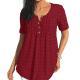 Casual Commute Button-up Polka-dot Round-neck Loose-fit Short-sleeve Blouse Top