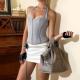 Strapless Lace-panelled Button-front Waist-cinching Top