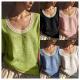 Vintage Short-sleeved Cotton-linen Vest With Lace Detailing And A U-neck