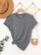 Solid Round Neck Tee Celebrity-Style Short-Sleeve Casual Top